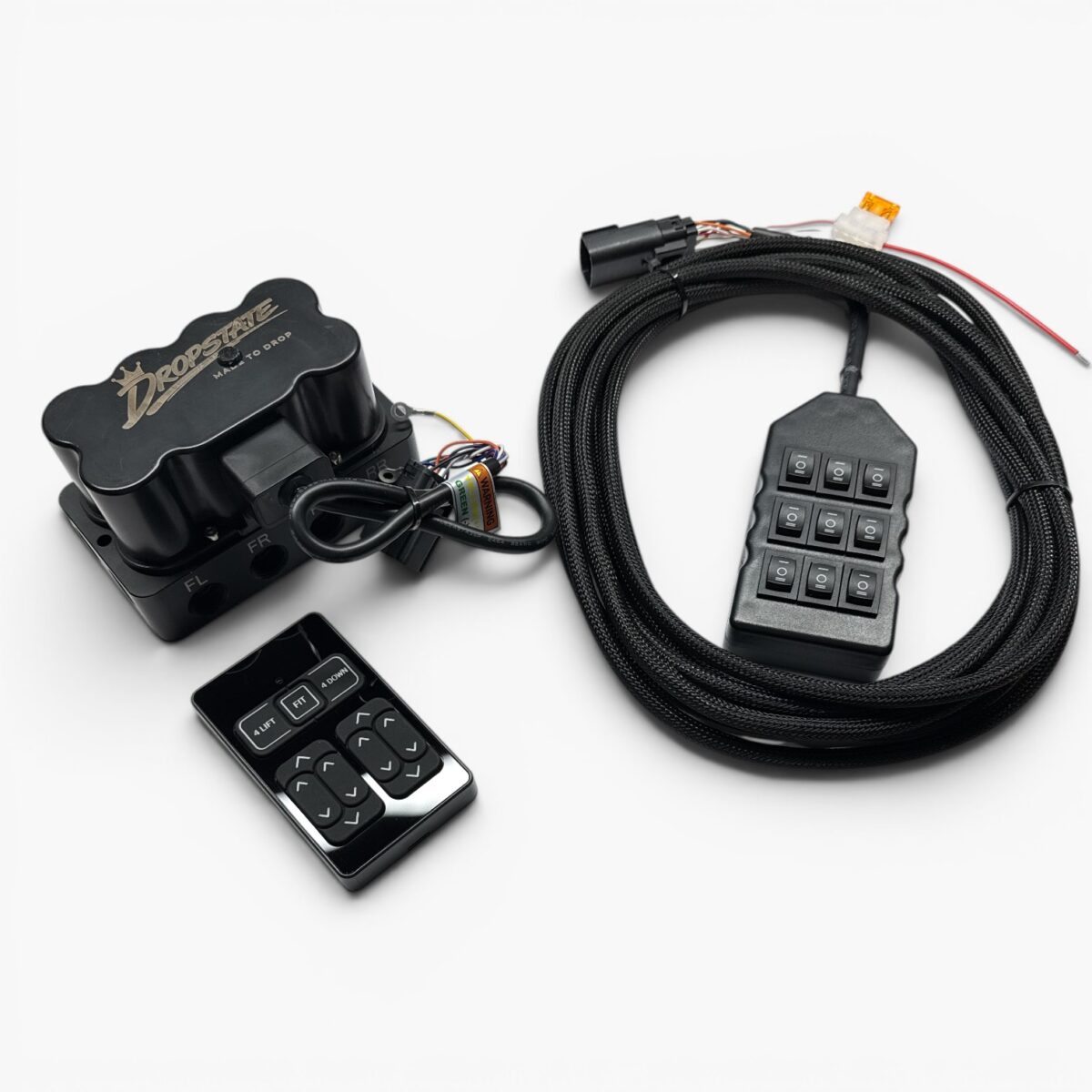 Dropstate 4-vägs ventilblock, luftfjädring ventilblock, air suspension valve block, 4-way valve block air ride, trådlös dosa luftfjädring, air ride wireless controller, Dropstate air suspension system, ventilblock luftfjädring kit, air suspension control system 4 way, air ride valve manifold, luftfjädring styrsystem trådlöst, air suspension wireless remote control, ventilblock med fjärrkontroll, air ride management system, Dropstate ventilblock 4-vägs, styrsystem , böttad