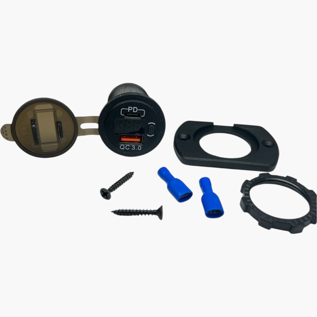 USB-uttag 12V-24V, USB-laddare för bil och båt, Dubbel USB-laddare vattentät, Infällt USB-uttag för fordon, usb uttag, usb-uttag, voltmätare