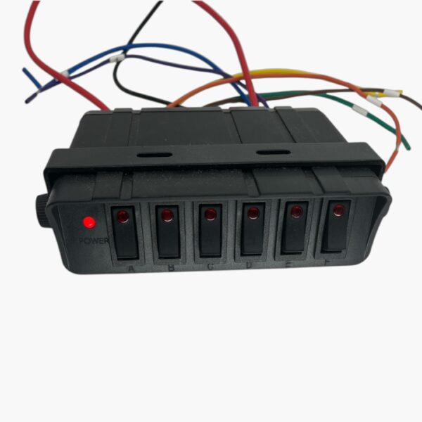 6-gångs brytarpanel, Brytarpanel med LED-indikator, switchpanel, Brytarpanel, vippbrytare, panel vippbrytare, vippbrytarpanel