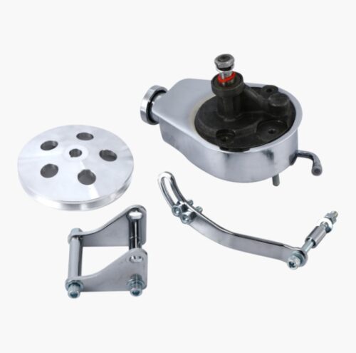 SBC servopump, Chevy Small Block servopump, servopumpskit SBC, kromad servopump Chevy, servostyrningspump small block, Saginaw servopump, kromad servopump med fäste, servopump med dubbelspårsremskiva, styrservo kit SBC, styrservopump Chevy 350, servostyrningskit small block Chevy, Saginaw stil servopump, key-way servopump, servopump med remskiva, hot rod servostyrning, muskelbil servopump, Chevy SBC motordelar, servopump uppgradering, kromat servopumpskit, styrservo till Chevrolet small block